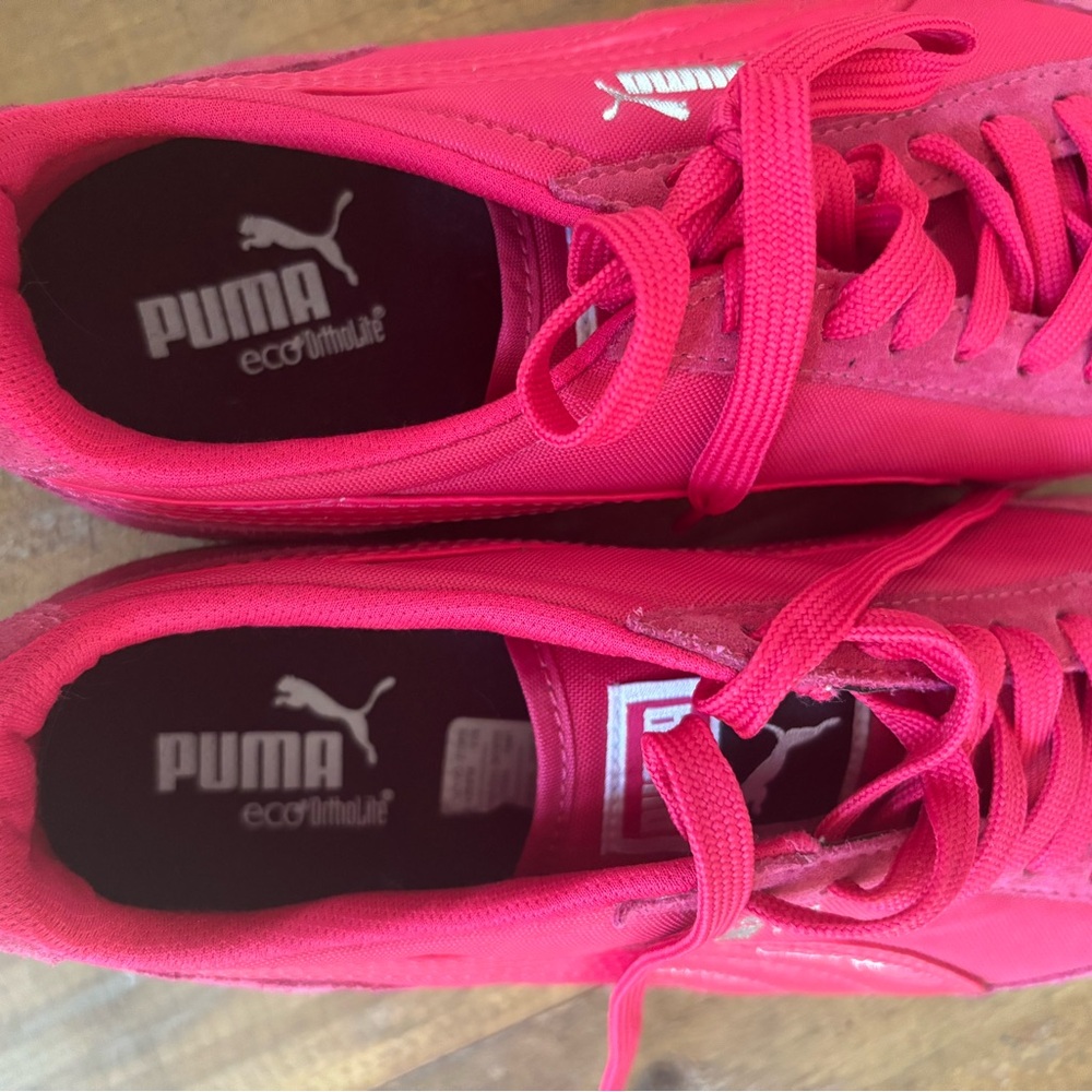 Pink Puma Platform Suede Sneakers with Rainbow 🌈 Soles - Picture 8 of 9
